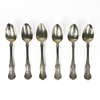 Lot 269 - A Victorian Scottish silver King's pattern set of six teaspoons by James Wright.