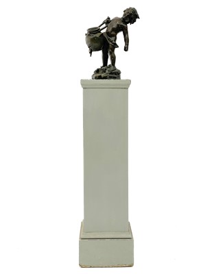 Lot 42 - A French spelter figure of a child carrying a water jar, after Auguste Moreau.