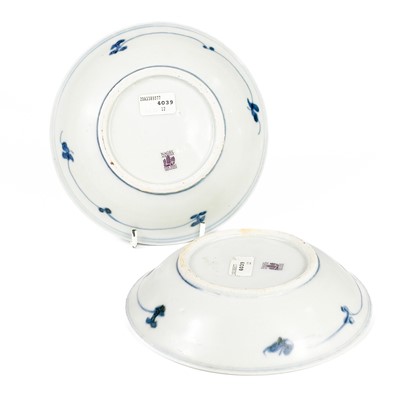 Lot 644 - Two Chinese Tek Sing shipwreck cargo blue and white porcelain plates.