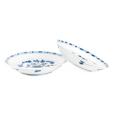 Lot 644 - Two Chinese Tek Sing shipwreck cargo blue and white porcelain plates.