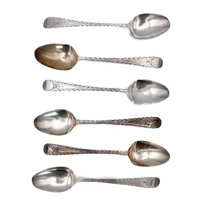 Lot 358 - A George III silver set of six teaspoons by Hester Bateman.