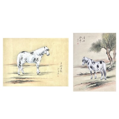 Lot 653 - Two Chinese paintings of horses, circa 1900.