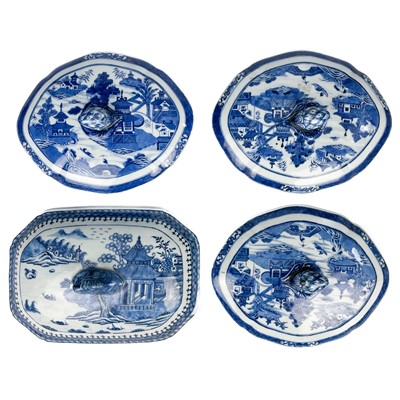 Lot 660 - A set of three Chinese blue and white export porcelain tureen covers 18th century.