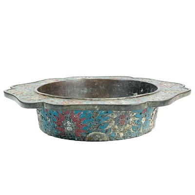 Lot 664 - A Chinese bronze and champleve censer, 18th/19th century.