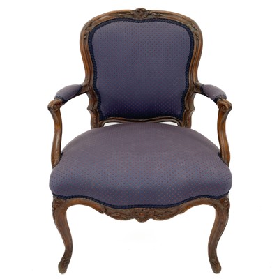 Lot 1888 - A 19th century French walnut fauteuil armchair.