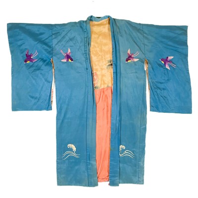 Lot 700 - A Chinese silk embroidered robe, early 20th century.