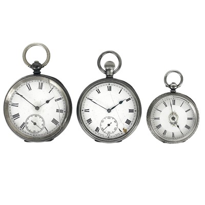 Lot 30 - Three silver cased pocket watches.