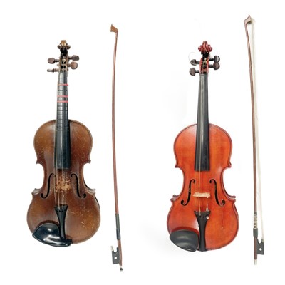 Lot 118 - Two cased violins with bows.