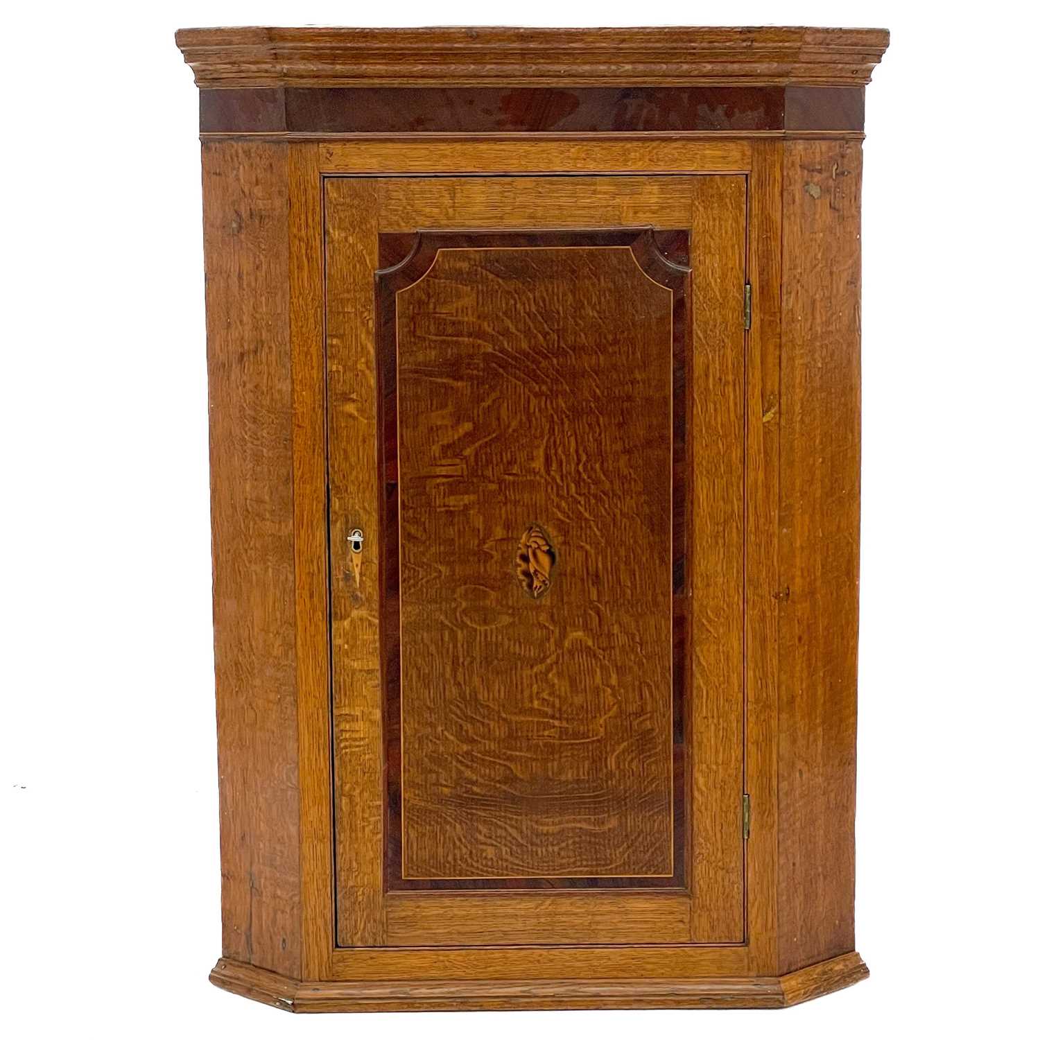 Lot 1874 - A George III oak, mahogany banded and shell