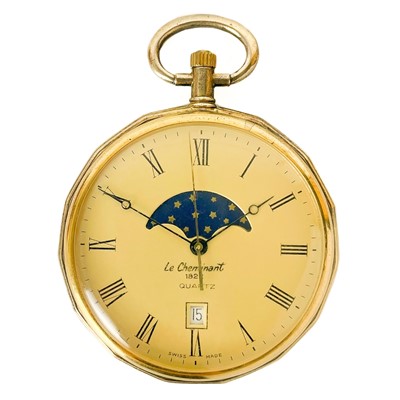 Lot 20 - A modern Le Cheminant gold plated quartz pocket watch.