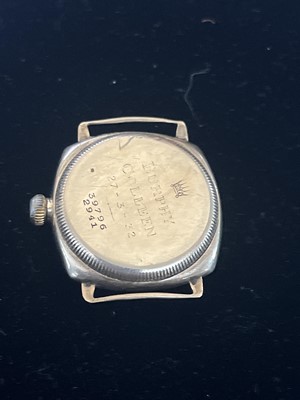 Lot 105 - ROLEX OYSTER - A 1930's 9ct gold cushion cased gentleman's manual wind wristwatch.