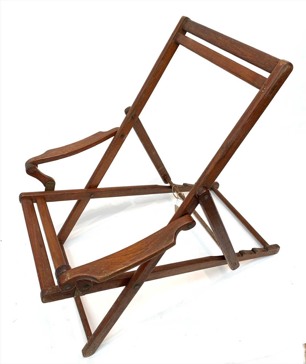 Lot 384 - A vintage teak folding deck chair, probably...