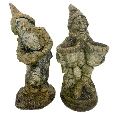 Lot 1001 - Two concrete garden gnomes.