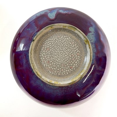 Lot 840 - A Ruskin high-fired bowl, sang de boeuf glaze with incised border.