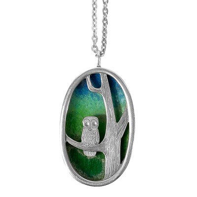 Lot 33 - An Anthony Hawksley (1921-1991) silver and enamel pendant necklace.