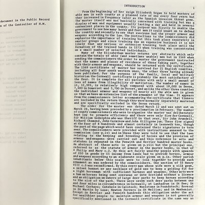 Lot 735 - H. L. Douch. 'The Cornwall Muster Roll for 1569'.