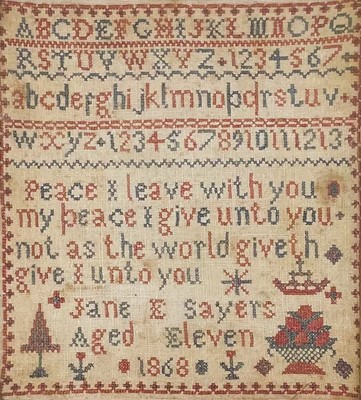 Lot 217 - A Victorian woolwork sampler