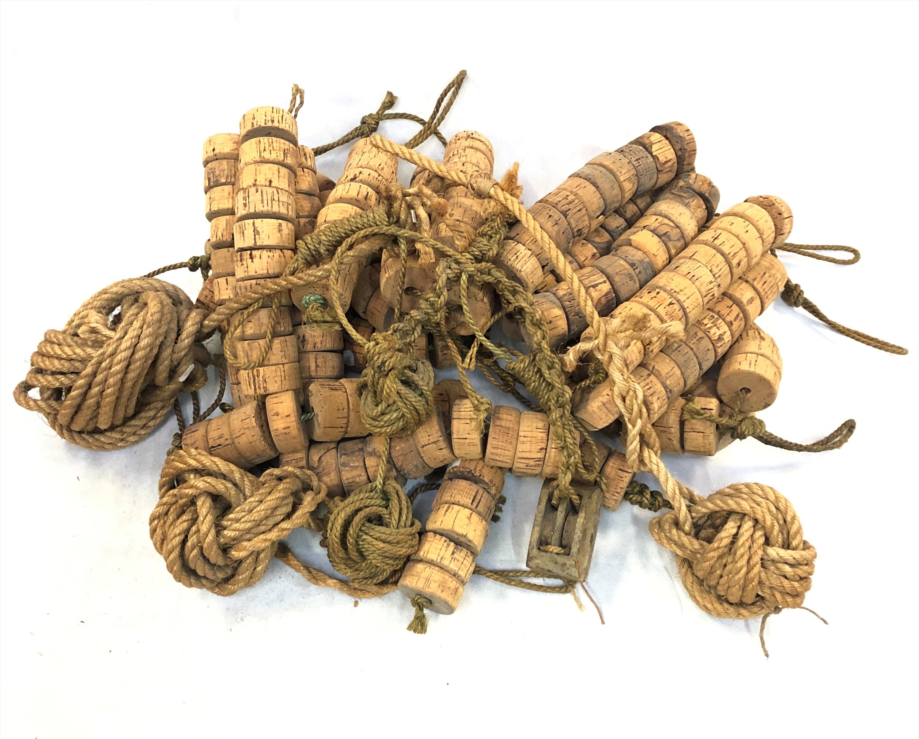 Lot 309 An assortment of vintage cork fishing floats,