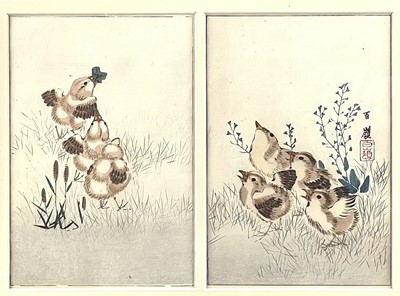 Lot 1253 - A Japanese woodblock print depicting birds, circa 1891-92.