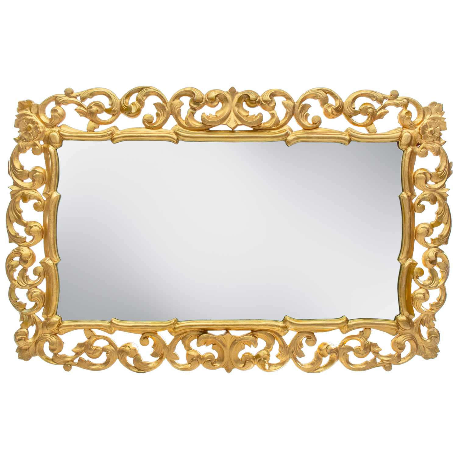 Lot 1812 - A Florentine framed gold painted bevelled edge mirror.