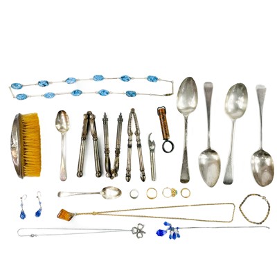 Lot 130 - Four large silver spoons and a collection of other items.