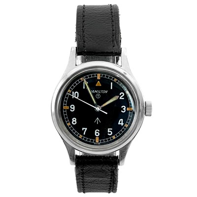 Lot 109 - A Hamilton 1960's military issue manual wind stainless steel wristwatch.