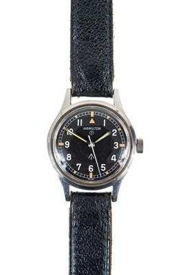 Lot 109 - A Hamilton 1960's military issue manual wind stainless steel wristwatch.