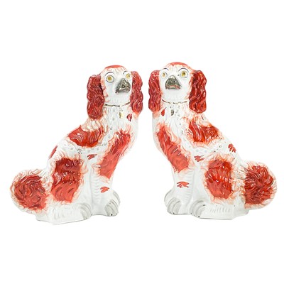 Lot 69 - A pair of Victorian Staffordshire spaniels.