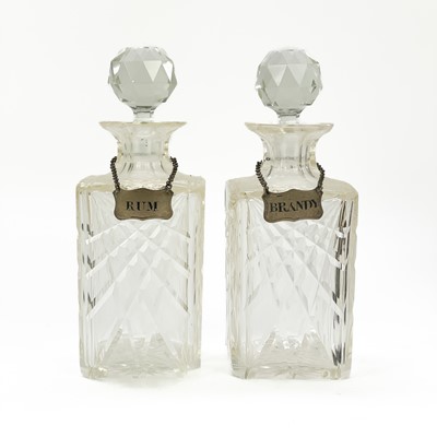 Lot 32 - A Mappin & Webb mahogany two bottle tantalus.