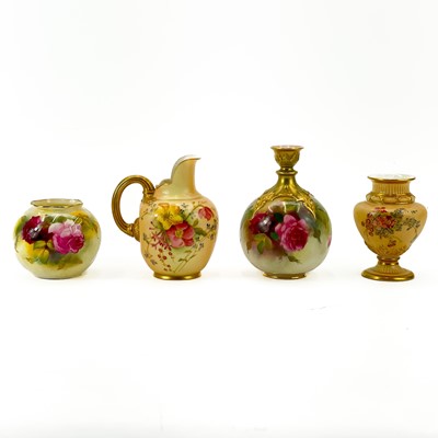 Lot 814 - A Royal Worcester small globular vase painted with roses.