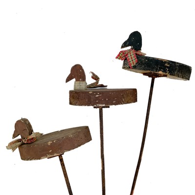 Lot 156 - Three French folk art decoy ducks.