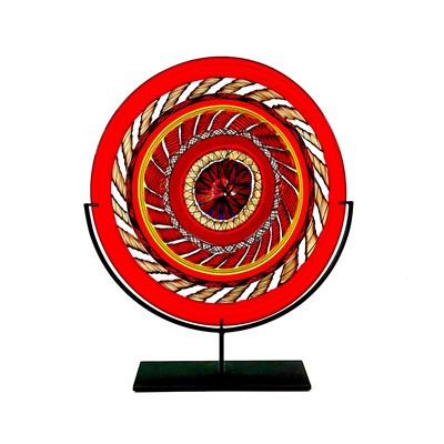 Lot 450 - Luca Vidal Murano art glass plate and stand.