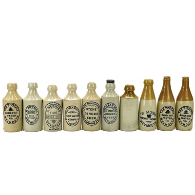 Lot 91 - Ten ginger beer bottles from Dorset; Weymouth, and Dorchester specifically.