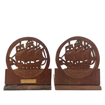 Lot 88 - Two bookends made from the teak of HMS Iron Duke Jutland 1916.