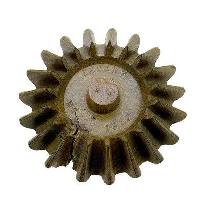 Lot 118 - A hardwood carved cog inscribed Levant March 1912.