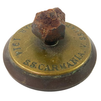 Lot 67 - A piece of shrapnel from the Liner dual SS Carmania v SS Cap Trafalgar 1914.