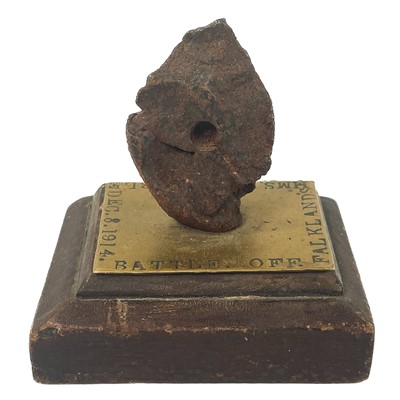 Lot 68 - A piece of shrapnel from HMS Invincible at the Battle of the Falklands 8th December 1914.