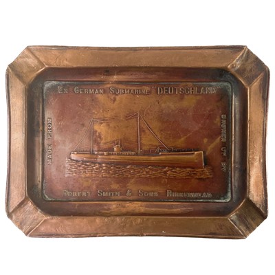 Lot 84 - A copper ashtray made from the German submarine Deutschland.