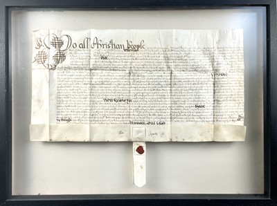 Lot 103 - Framed Devon Indenture dated 1683 to a relative of Francis Drake.