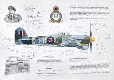 Lot 106 - Picture of a Royal Air force Typhoon aircraft signed by various pilots.