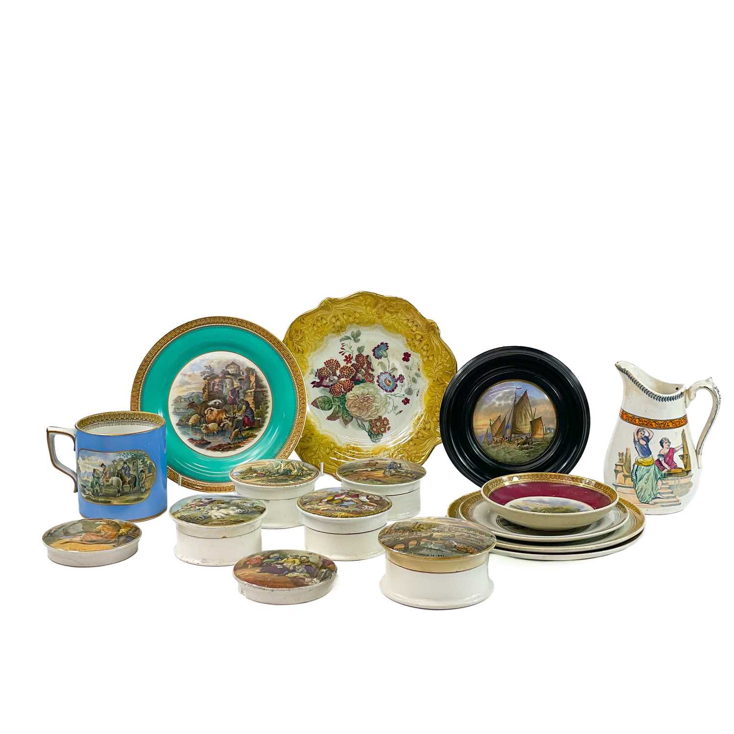 Lot 855 - Eight Pratt ware pot lids.