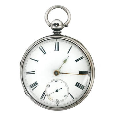 Lot 9 - A Victorian silver open face key wind verge pocket watch.