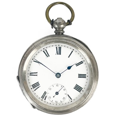 Lot 25 - An 800 silver open face key wind lever pocket watch.