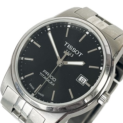 Lot 86 - A Tissot PR100 TITANIUM gentleman's quartz bracelet wristwatch.
