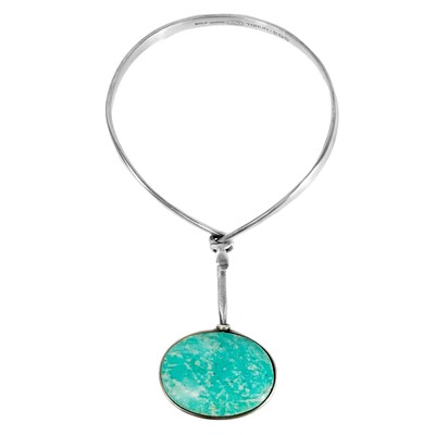 Lot 32 - A Vivianna Torun for Georg Jensen sterling silver Amazonite set pendant bracelet.