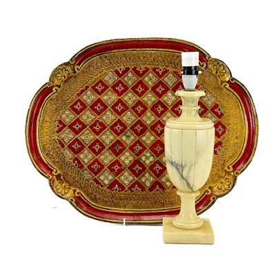 Lot 37 - A circular Barbola style easel mirror.