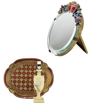 Lot 37 - A circular Barbola style easel mirror.