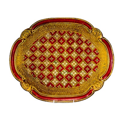 Lot 37 - A circular Barbola style easel mirror.