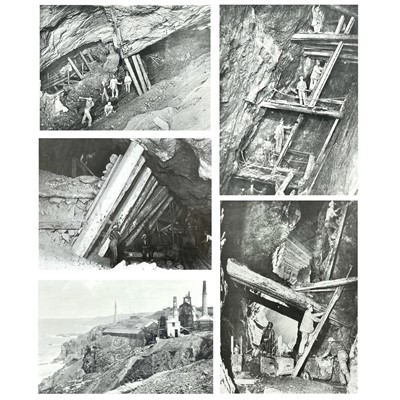 Lot 1458 - J C Burrow, five reproduction prints of black and white photographs of Cornish Tin Mines.