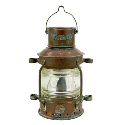 Lot 163 - A small copper ship's anchor lantern.